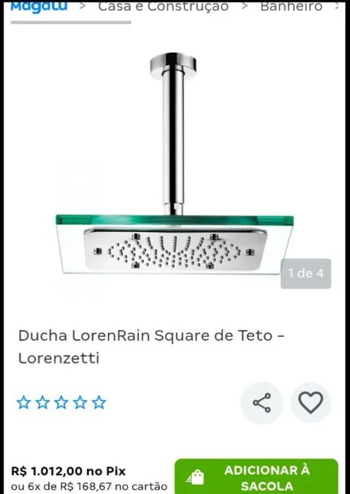 Chuveiro teto vidro LOREN SQUARE LORENZETT - Foto 6