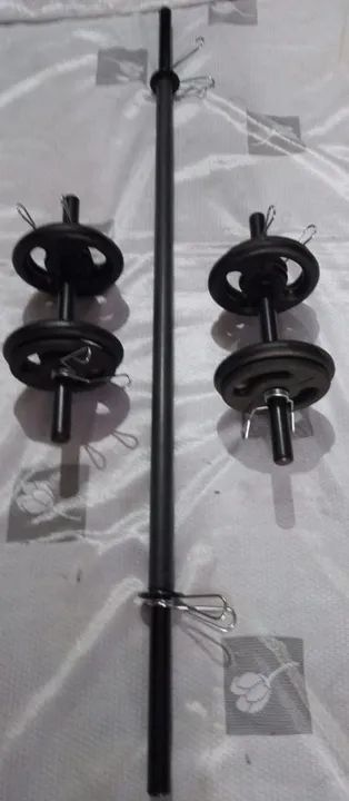 Kit. Halteres barra anilhas novo