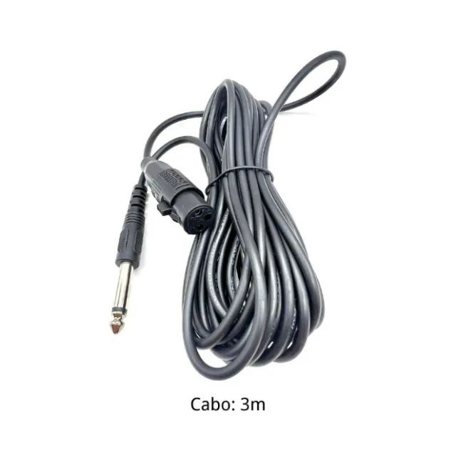 Microfone Dinâmico Com Cabo 3 Metros P10 para Karaokê Caixa de Som e Instrumentos - Foto 3