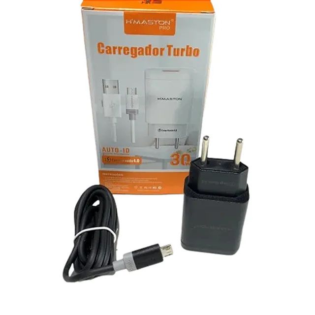 Kit Carregador Turbo USB 30w Com Cabo Micro USB V8 de 1 M - H'maston em São Luís ma  