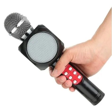 Microfone Sem Fio Com Auto Falante- Preto Ws-1816 28x9cm - Foto 2