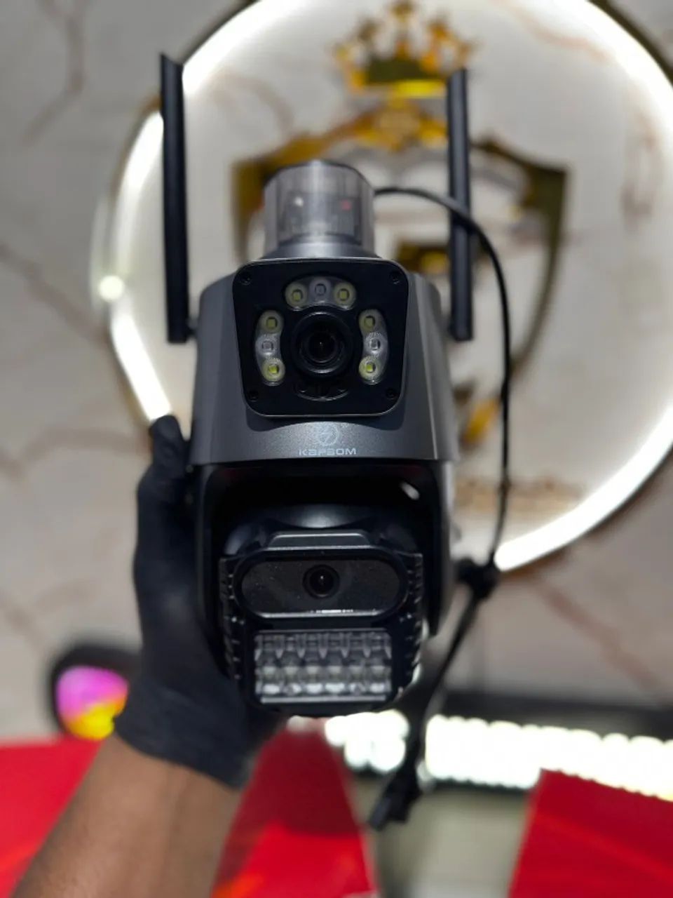 camera segurança wifi dupla imagem com sirene - Foto 4