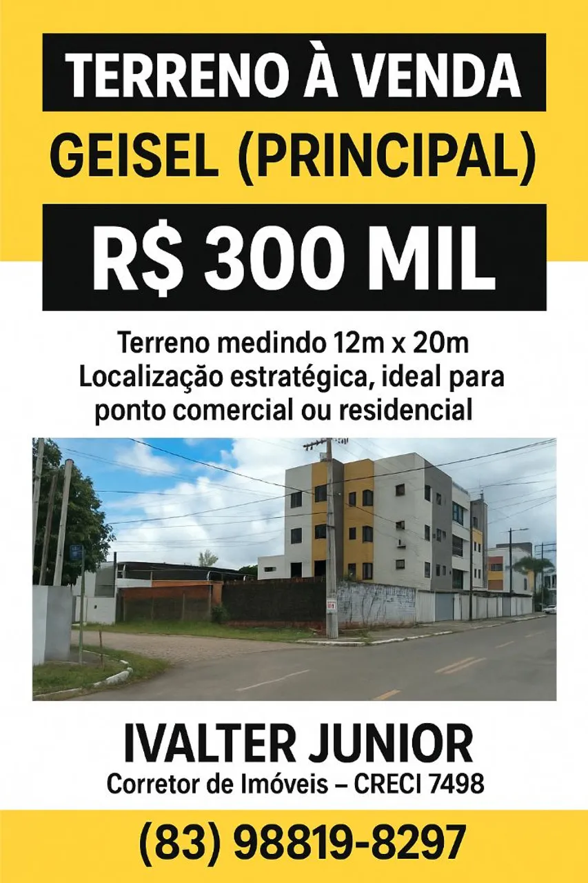 Terreno na principal do Geisel 12 x 20m