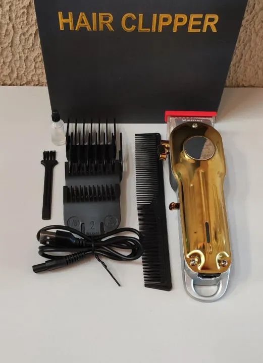 Maquina Profissional de Cortar Cabelo Kemei Gold