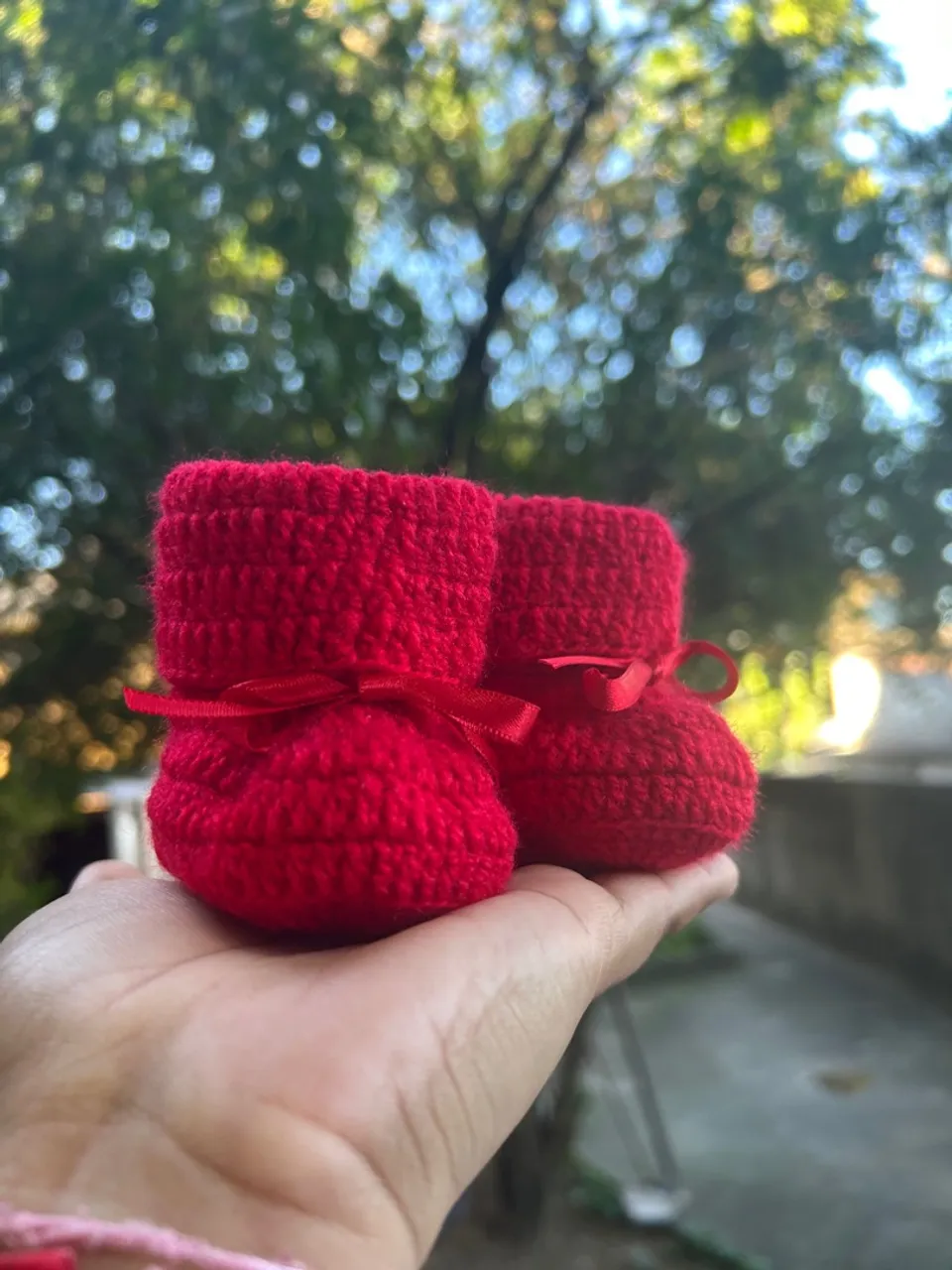 Sapatinhos de Bebê em crochê Vermelho