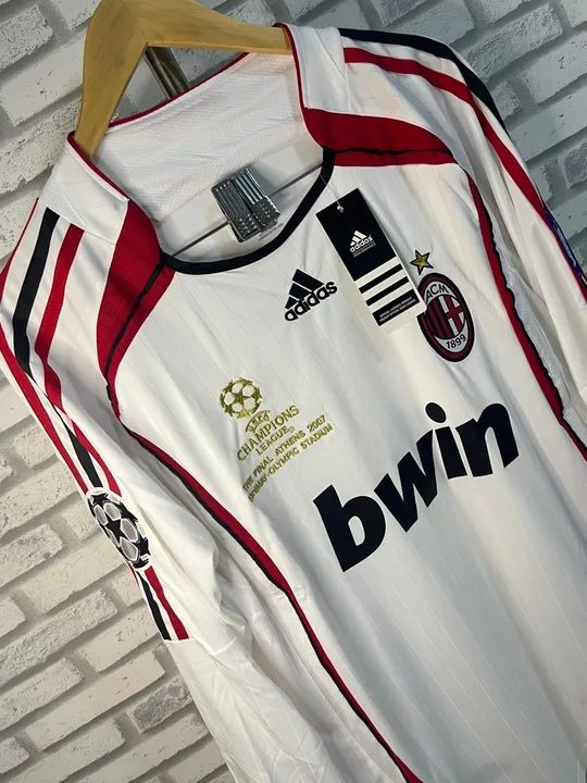 Camisa Ac Milan Retrô 2007 Manga longa com patchs - Pronta entrega - Foto 5