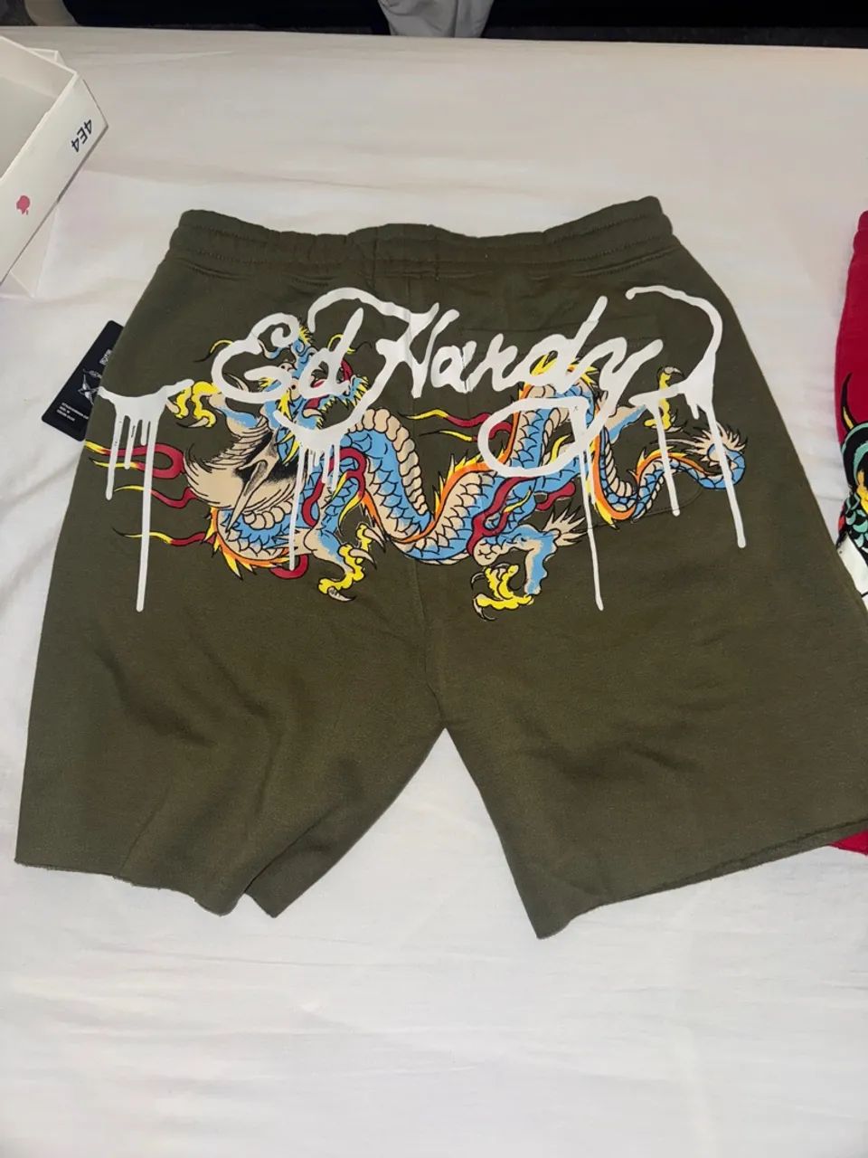 Shorts de Moletom Ed Hardy Dragon Tattoo Verde - Foto 2