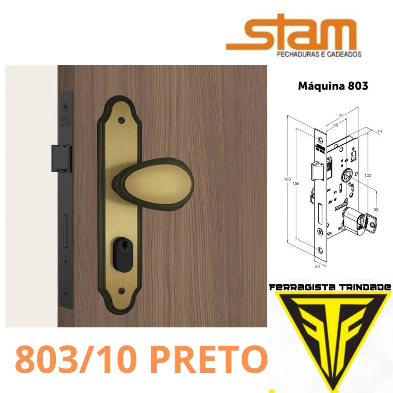 Fechadura Stam 803/10 oxidada - Segurança para sua casa