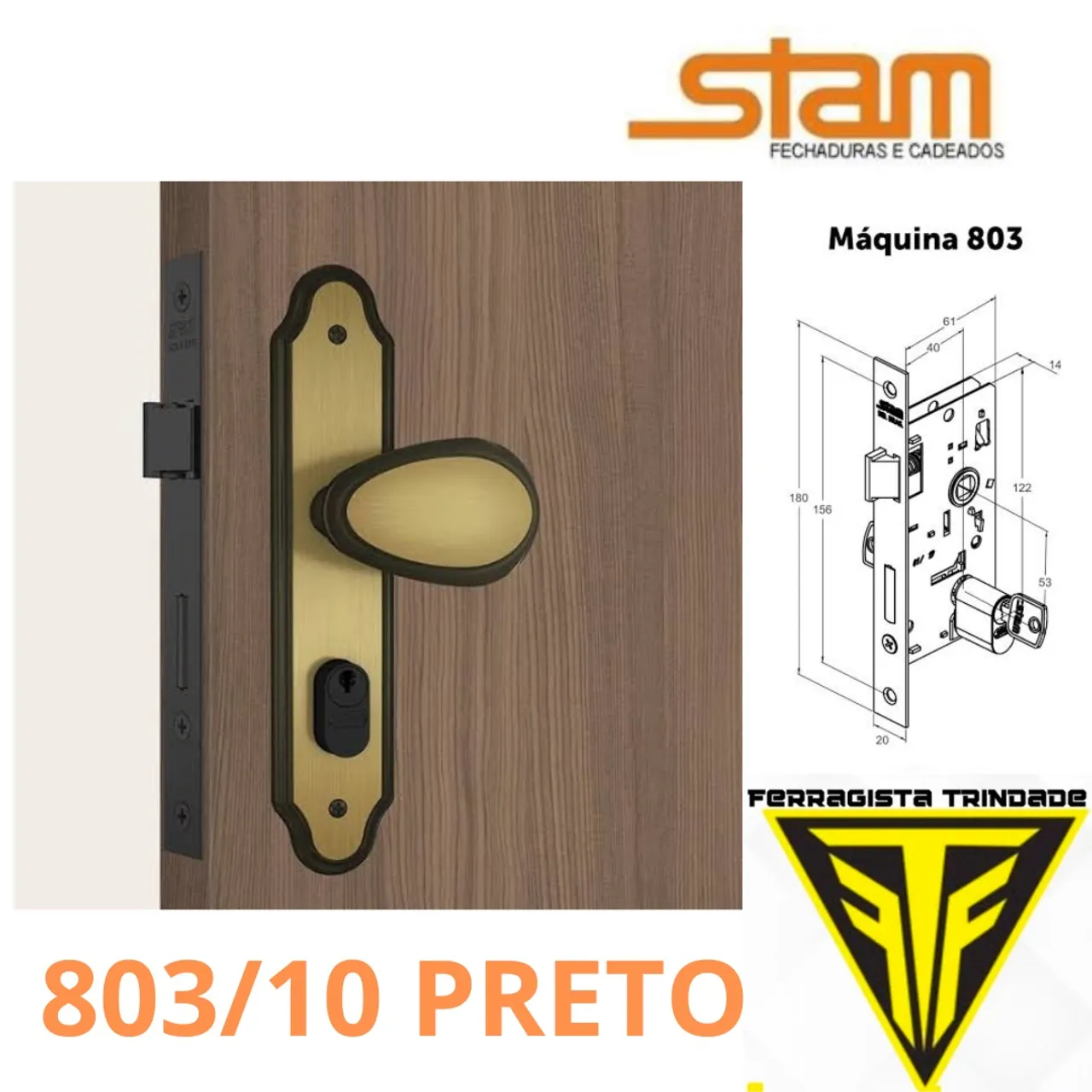 Fechadura Stam 803/10 oxidada - Segurança para sua casa