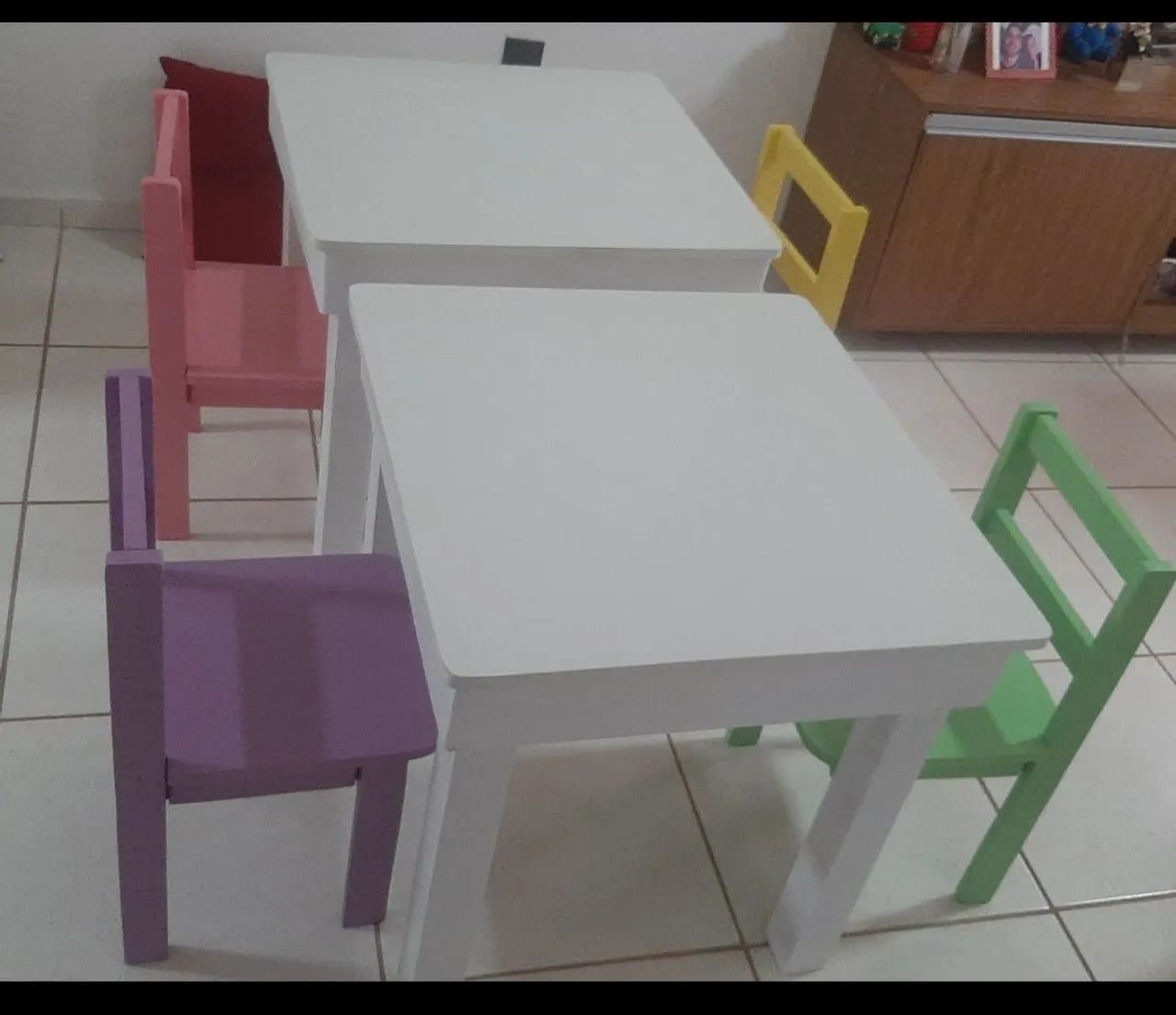 Mesa com 2 cadeiras infantil (madeira) - Foto 4