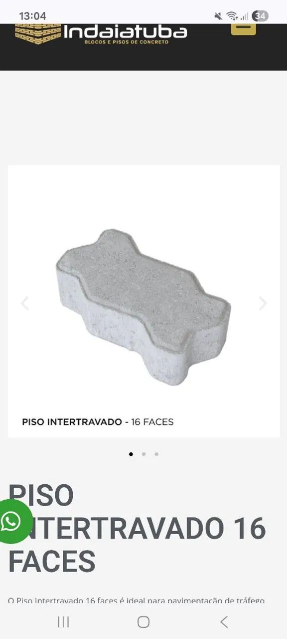 Vendo intertravado 16 faces com 6cm de profundidade