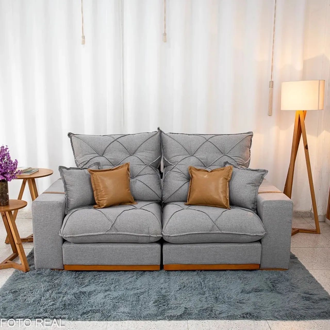Sofá Retrátil Reclinável Malibu 2.10m Linho Cinza- D33 e Molas Ensacadas - Foto 4