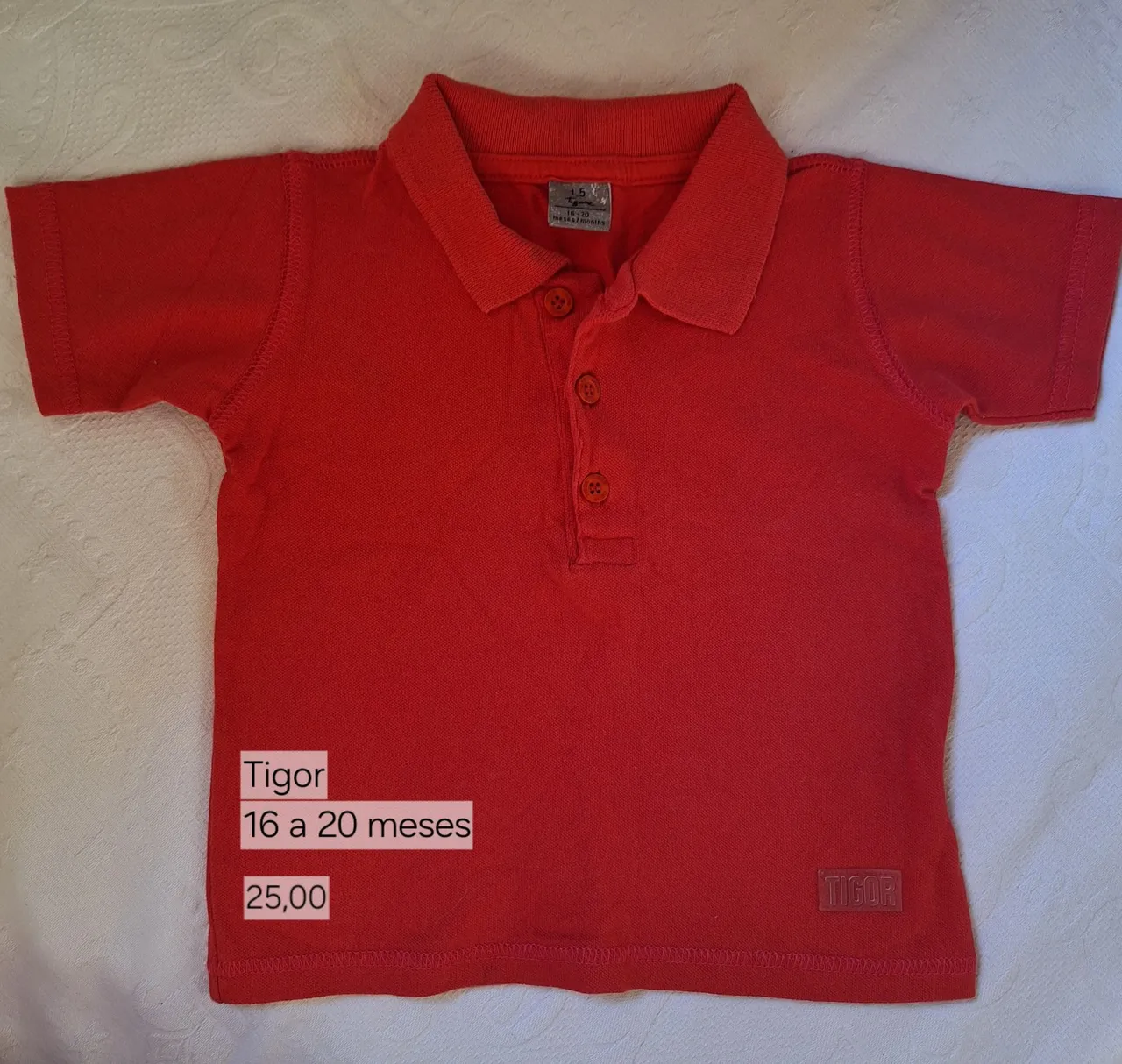 Camisa Polo Vermelha Tigor T. Tigre 16 a 20 meses