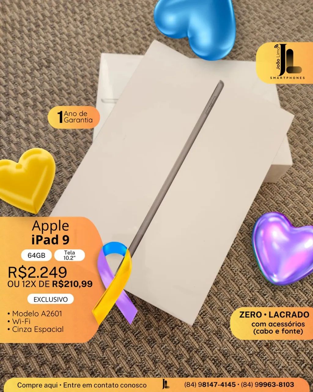 IPAD 9, 64GB, TELA 10.9", LACRADO, EXCLUSIVO!