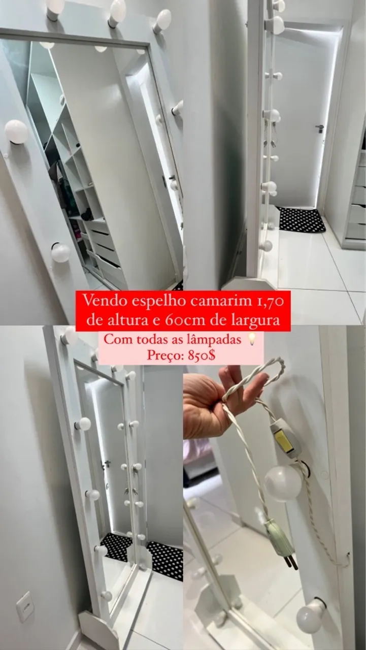 Espelho Camarim com Lâmpadas - 1,70m