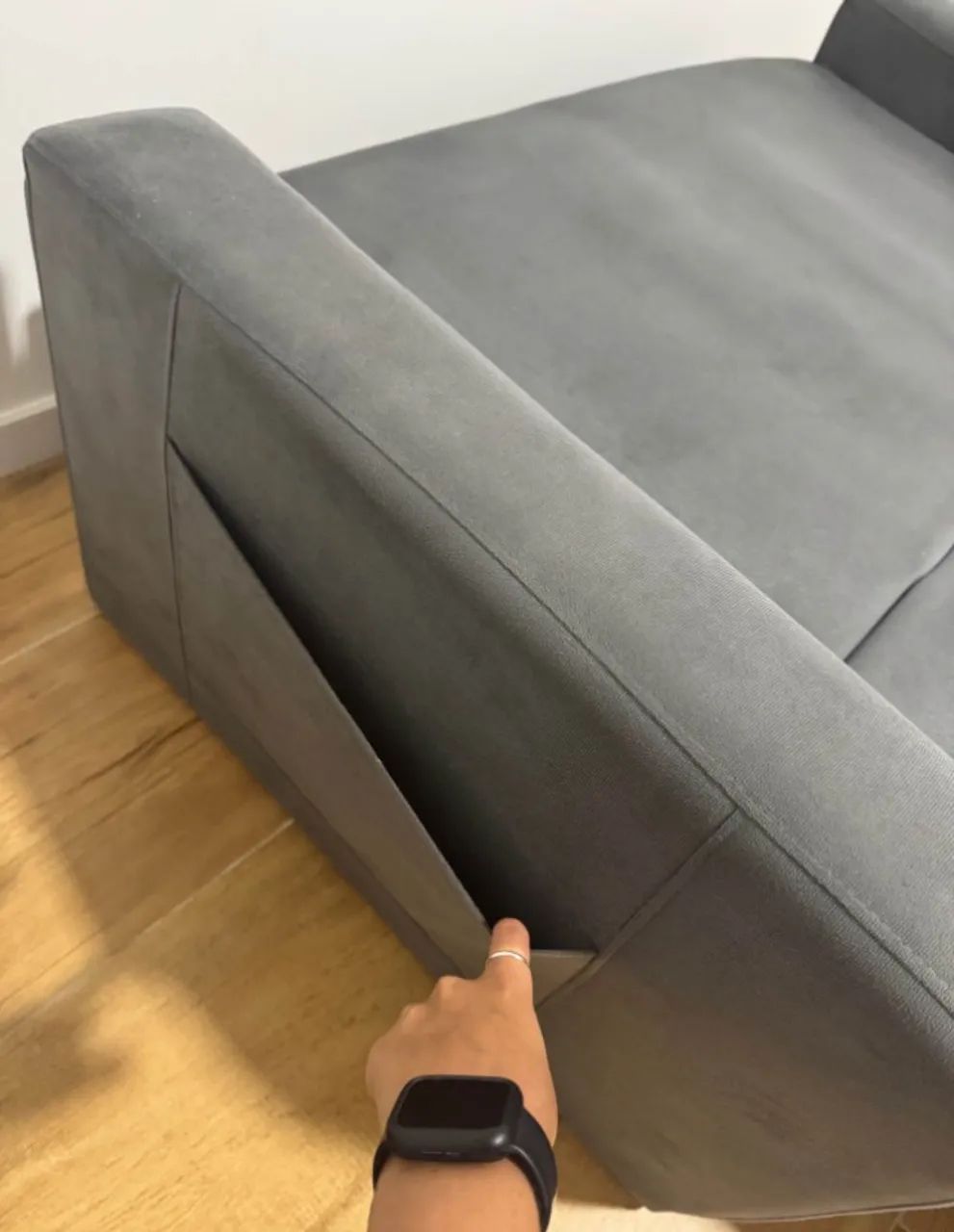 Sofá Cama - Cinza Suede - Foto 2