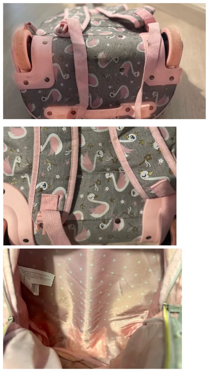 Kit escolar infantil Puket Mochila rodinhas + Lancheira Rosa Cisne  - Foto 3