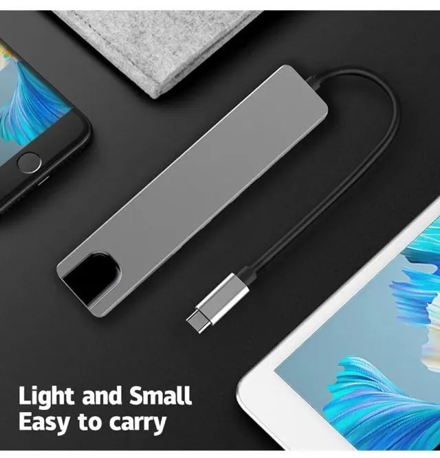 Adaptador Hub USB tipo C para laptop 8 em 1 HDMI 4K LAN leitor SD micro SD - Foto 3