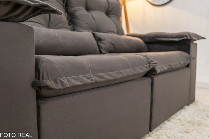 Sofá Retrátil Reclinável 2 Lugares 200cm Veludo Marrom - Foto 4
