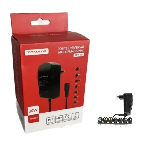 Fonte Universal 30W 3V 4.5V 6V 7.5V 9V 12V 3A 7 Plugues Bivolt Tomate MTT-001