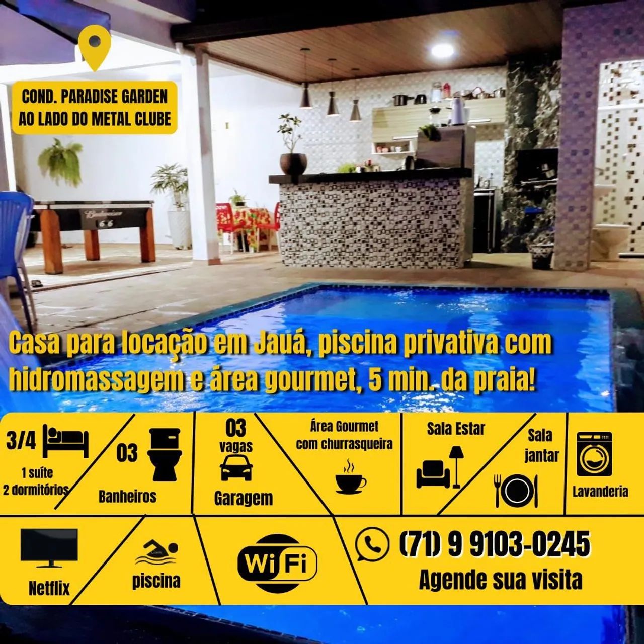 Casa para locação em Jauá,  piscina com hidromassagem e área gourmet.  - Foto 2