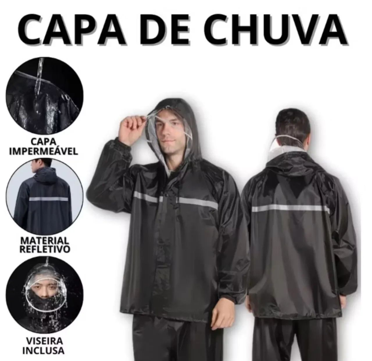 Capa de chuva para motoboy motoqueiro jaqueta e calça impermeável  - Foto 7