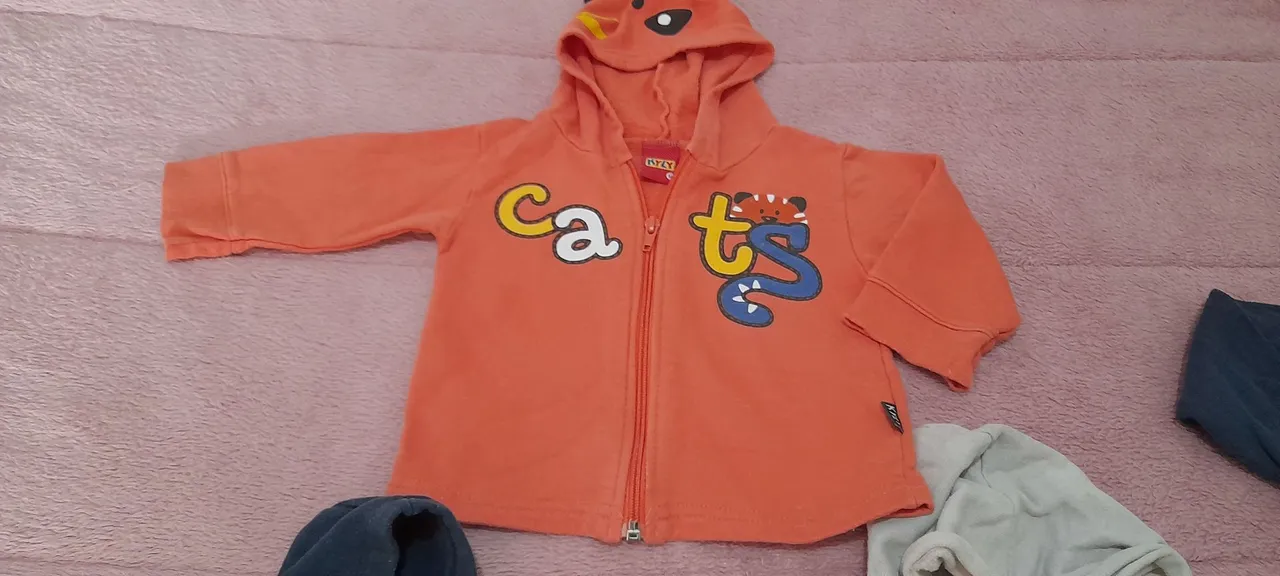 Casaco Infantil Laranja com Capuz - Cats