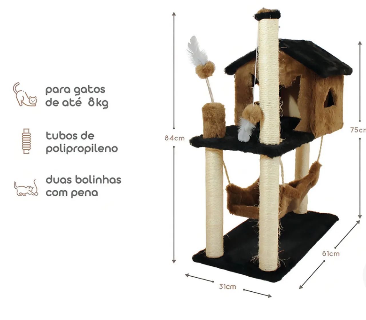 Torre de arranhador para gatos - 2 andares