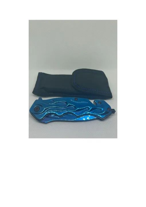 Canivete Tático com corta fio e quebra vidro cor Azul - Foto 4