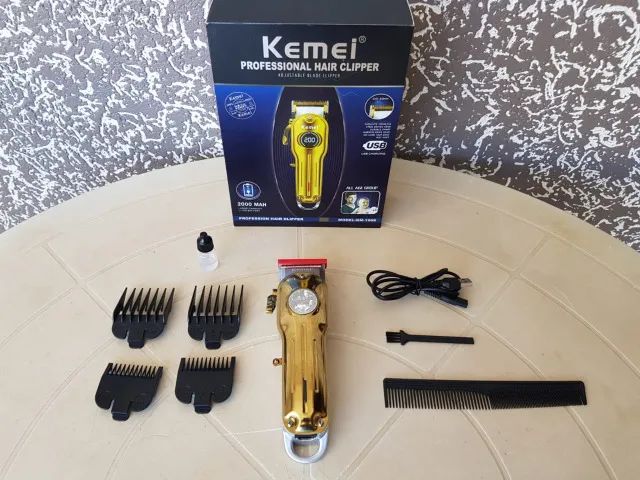 Maquina Profissional de Cortar Cabelo Kemei Gold - Foto 6