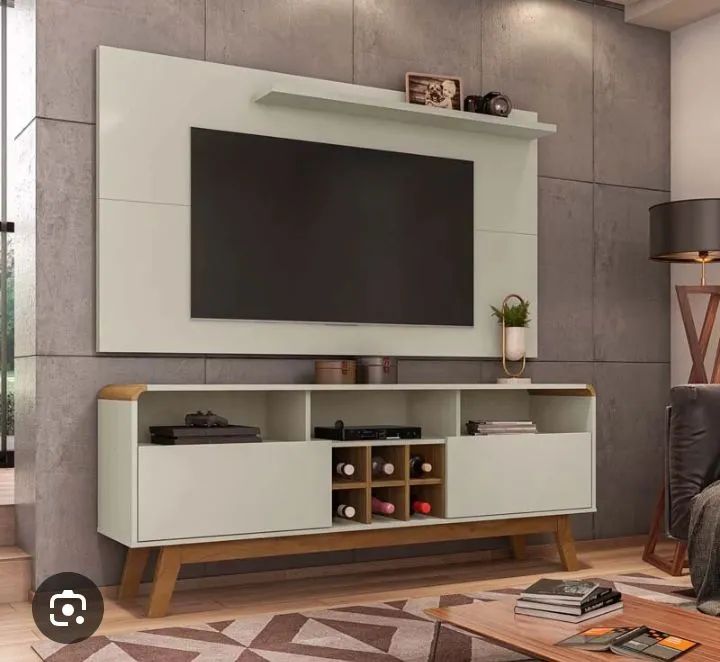 Rack + painel off white Cinamomo 
