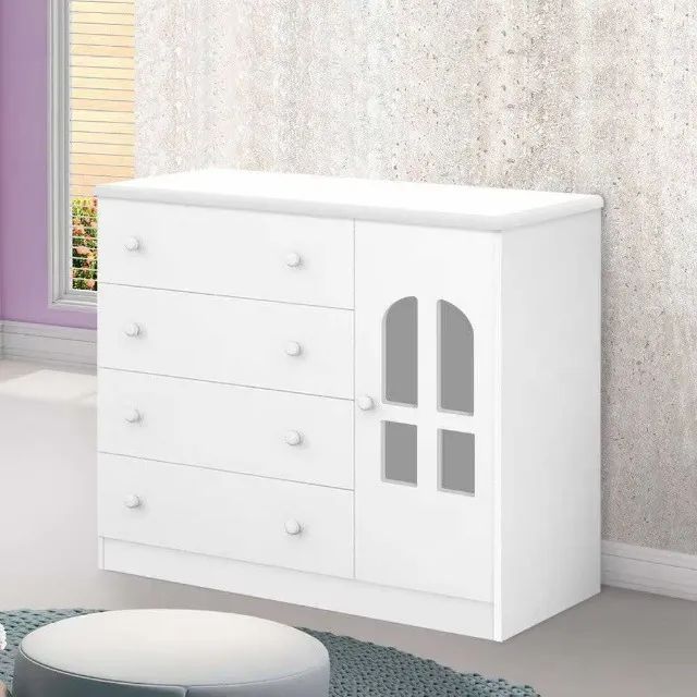 Cômoda Sapateira Infantil Com 1 Porta e 4 Gavetas Alvin - Foto 2