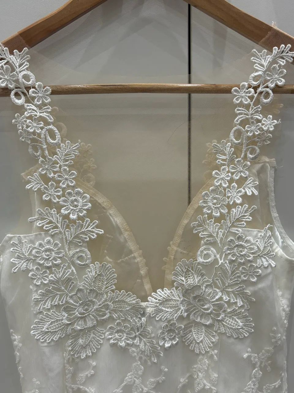 Vestido Noiva Civil Dinho Renda Guipir Branca 38/40 Devote V Tule Luxo - Foto 5