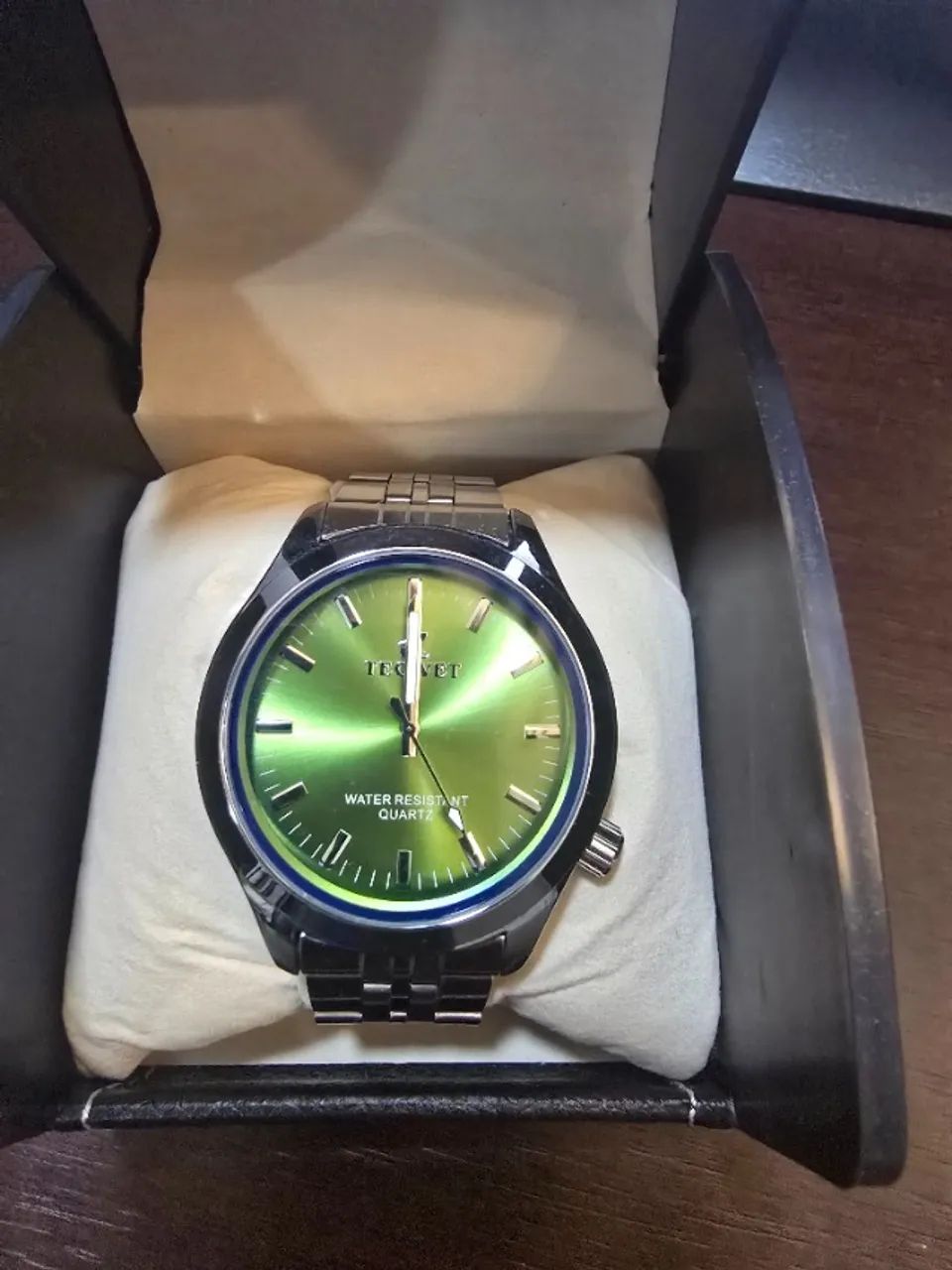 Relógio TECIVET Quartz Verde 43mm analógico