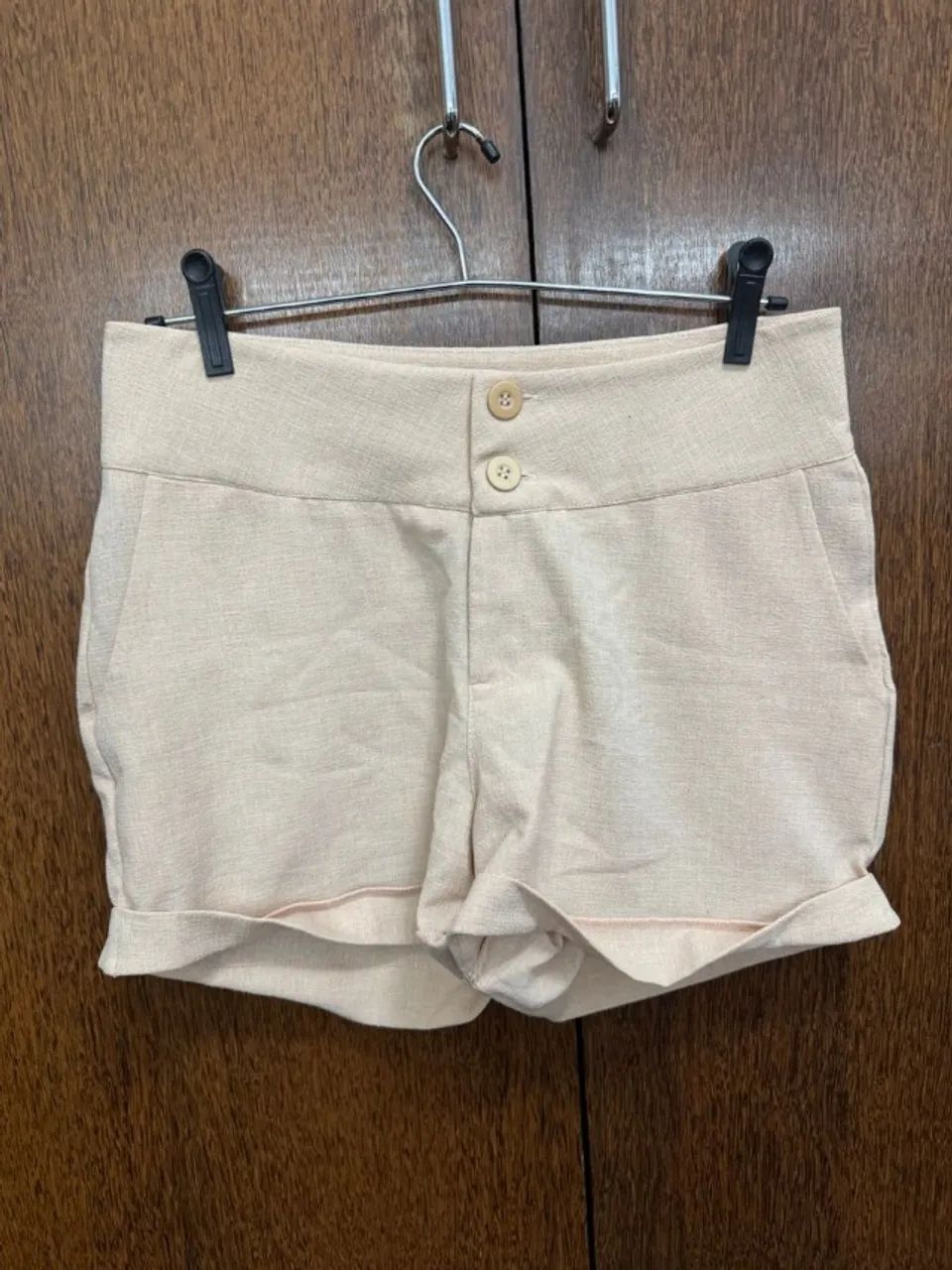short auditoria feminino bege g