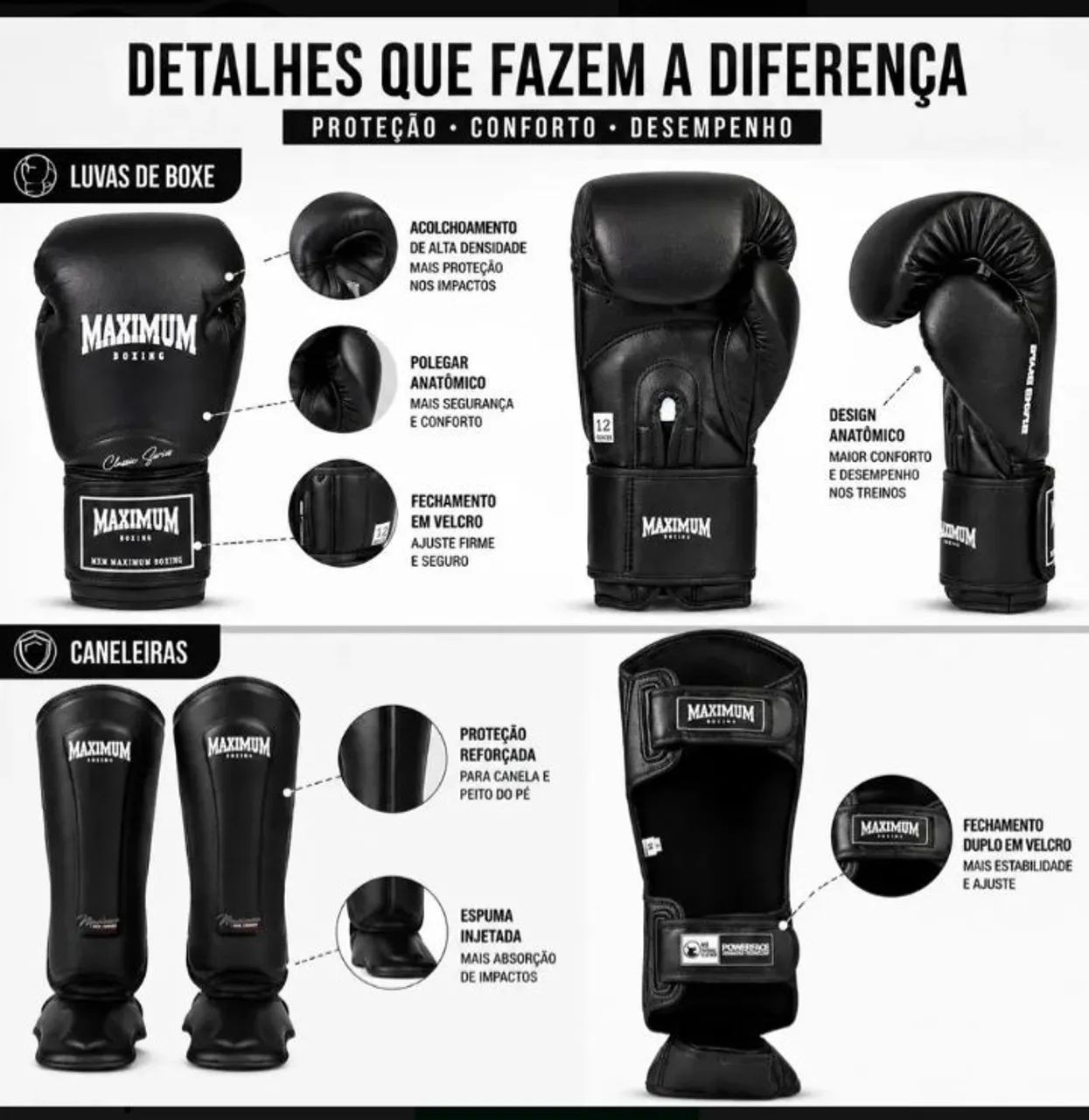 Kit Muay thai Luvas e Caneleiras  - Foto 5