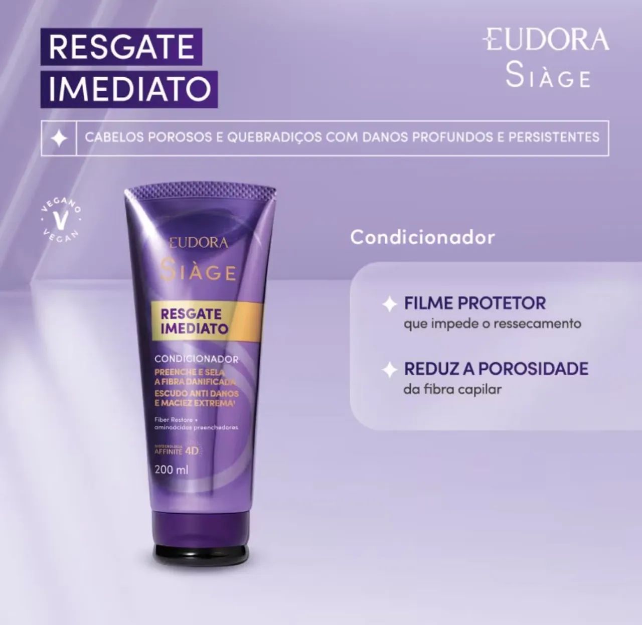 Condicionador Eudora Siàge Resgate Imediato 200ml - Foto 2