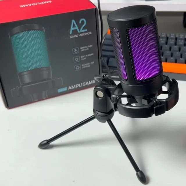 Microfone Usb Fifine A2 Rgb Condensador C/ Tripé - Preto - Foto 3