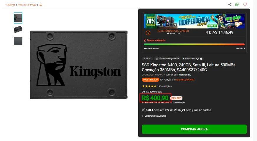 SSD Kingston 240 GB troco/vendo - Foto 2