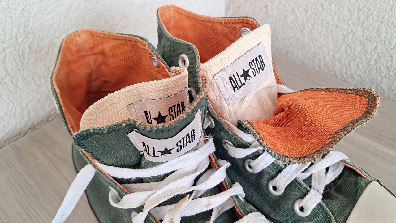 Tênis Converse All Star Cano Alto Verde e Laranja - Foto 3