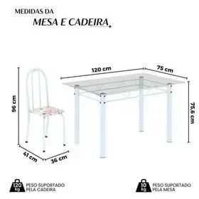 MESA DE JANTAR ANE 1.20 TAMPO VIDRO TEMPERADO C\4 CADEIRAS Entrega DF e Entorno - Foto 2