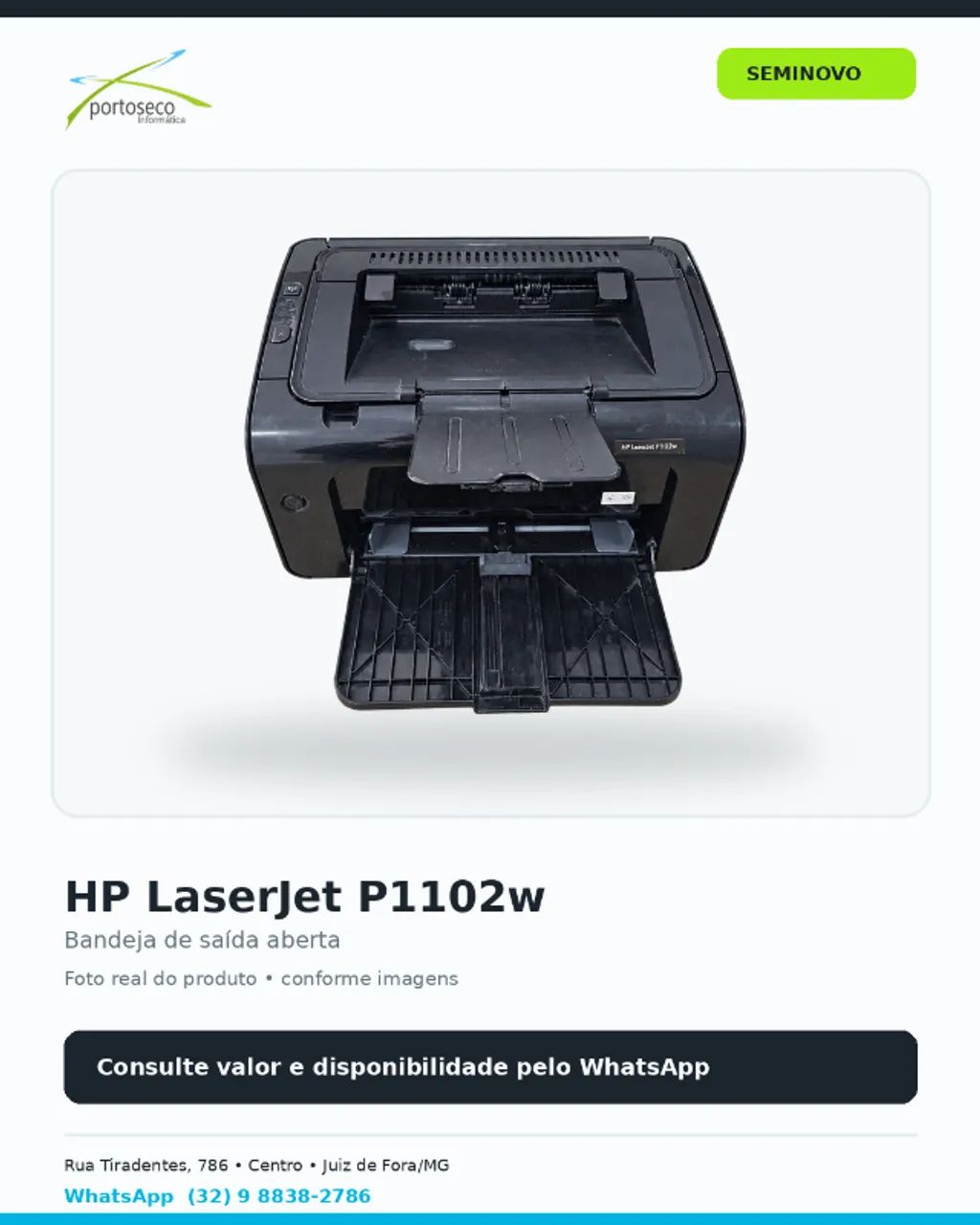 Impressora HP LaserJet P1102w - Monocromática, USB e Wireless - Foto 2