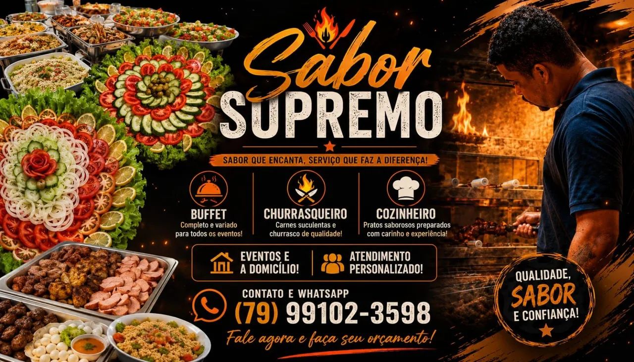 Churrasqueiro e cozinheiro disponível