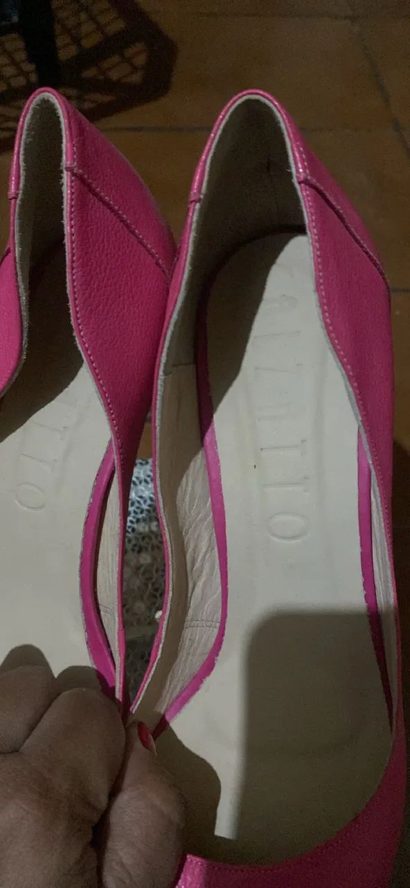 Sandália escarpin rosa de couro 39 - Foto 2