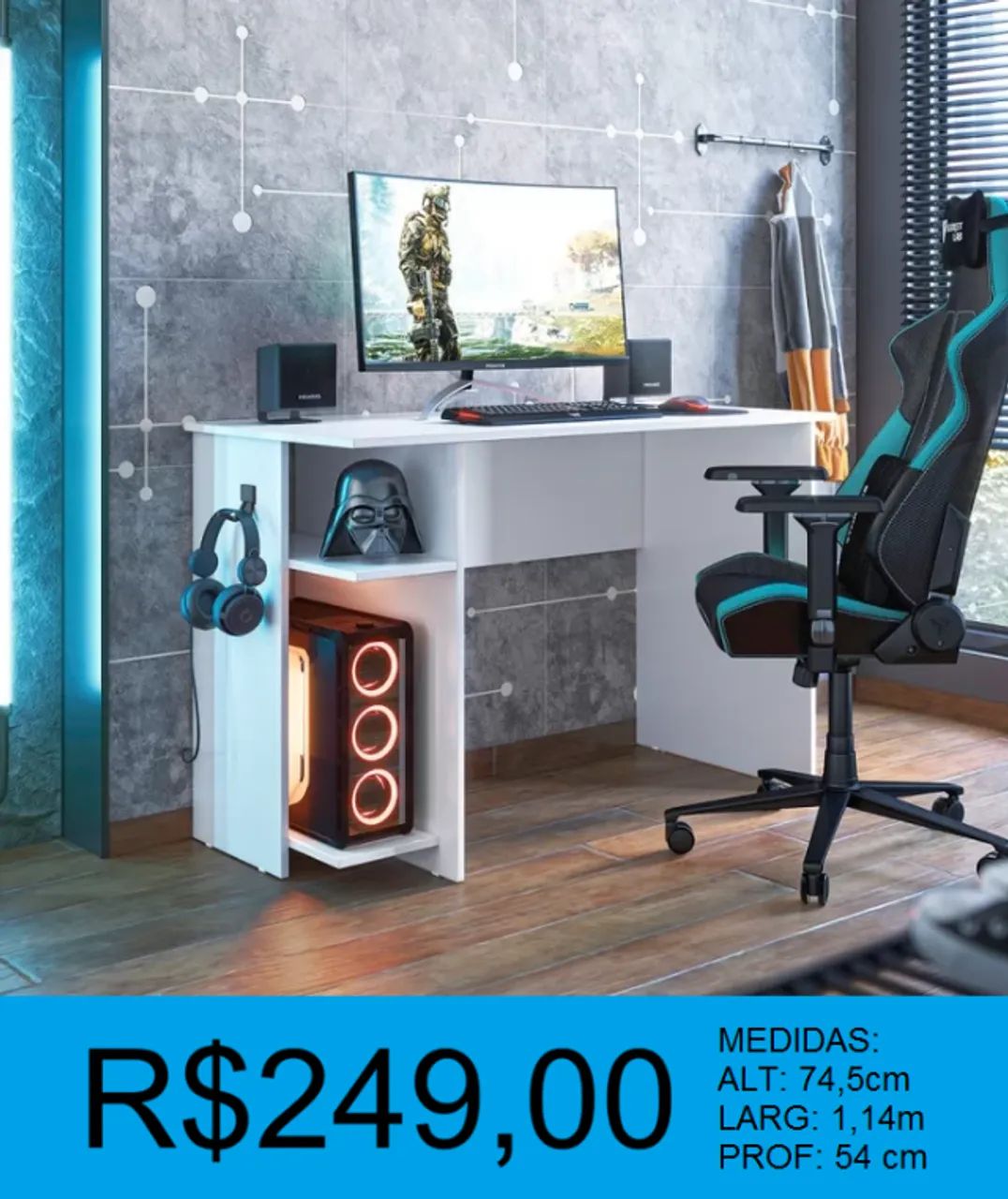Escrivaninha gamer com preço imperdivel - a pronta entrega  - Foto 2