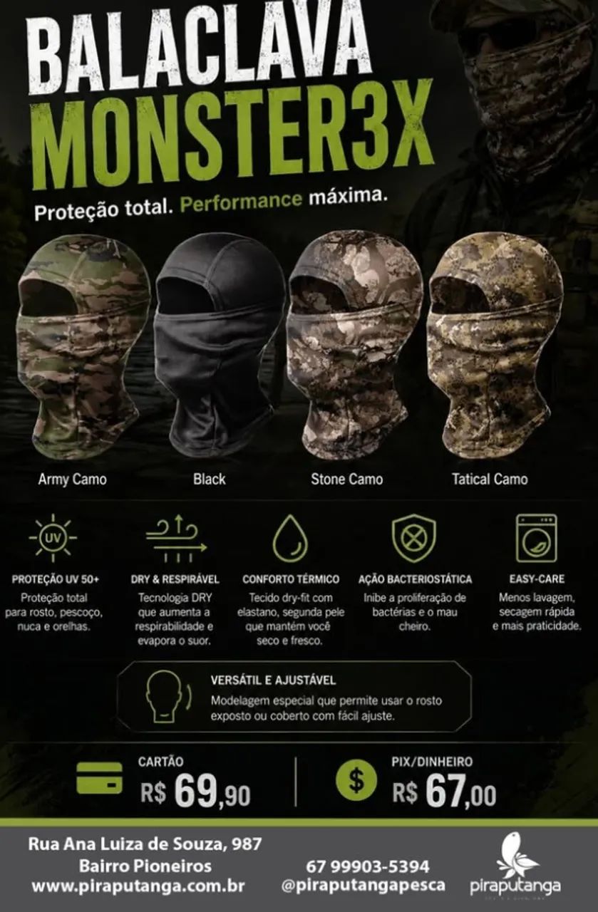 BALACLAVA MONSTER3X PROTEÇÃO SOLAR ROSTO