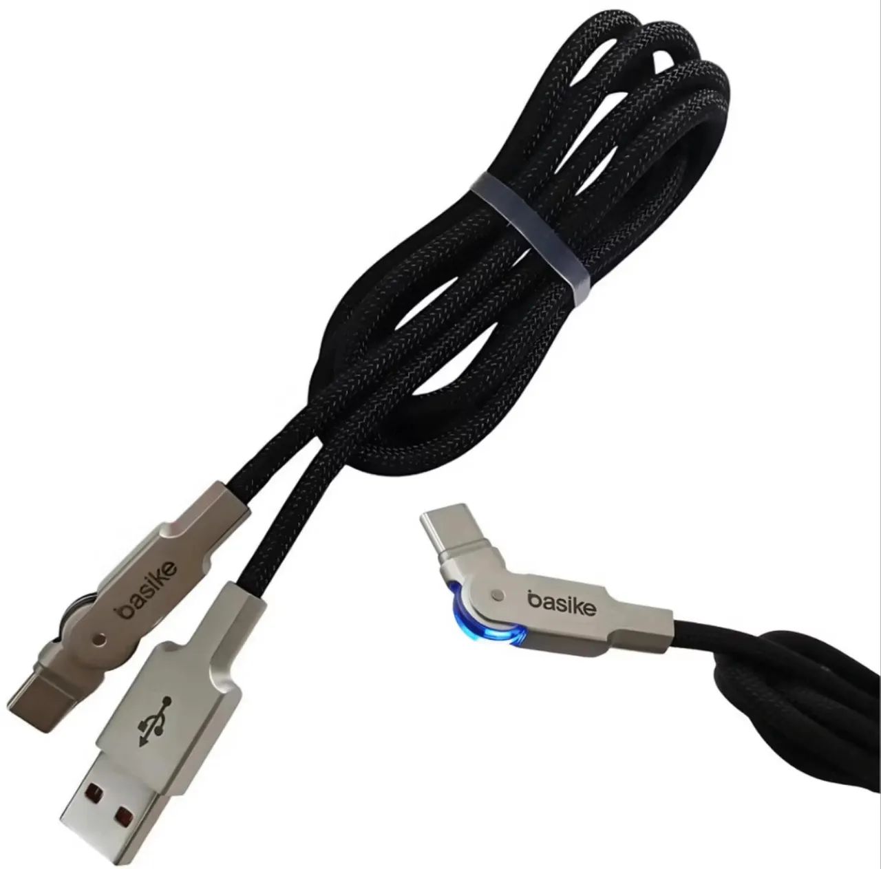Cabo 1m 2 em 1 USB-C 65W ou Lightning 27W Carregamento Rápido Basike - Foto 4