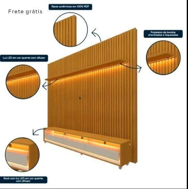 Rack com Painel para TV de até 90 polegadas  - Foto 3