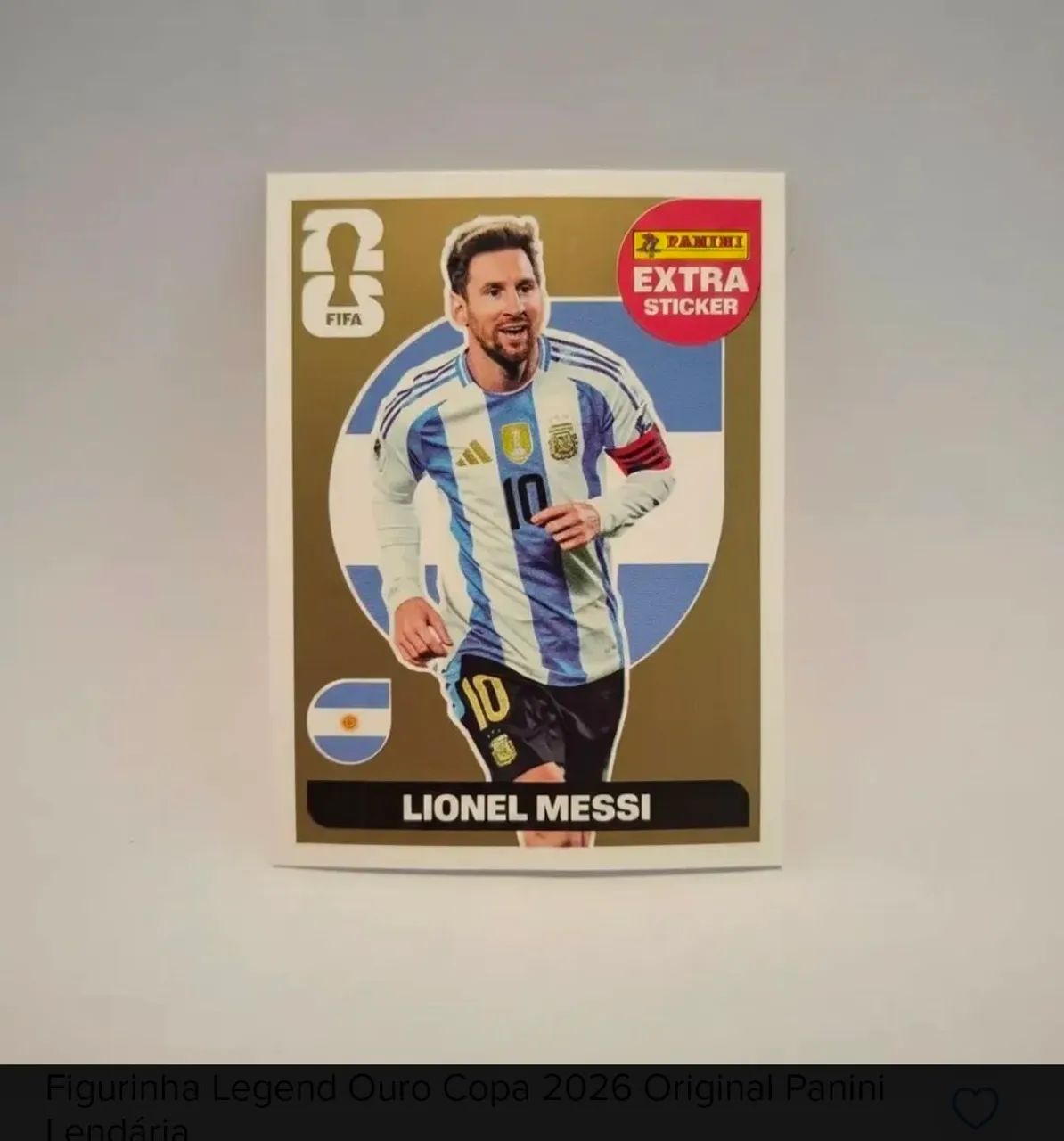 Figurinha Messi Extra sticker Ouro 