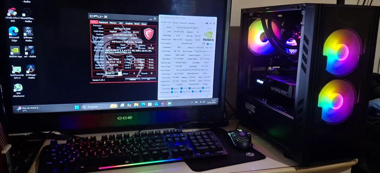 Pc Gamer ryzen 7500F AM5/ RTX 3060TI  